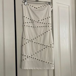 Body Central white studded strapless dress!